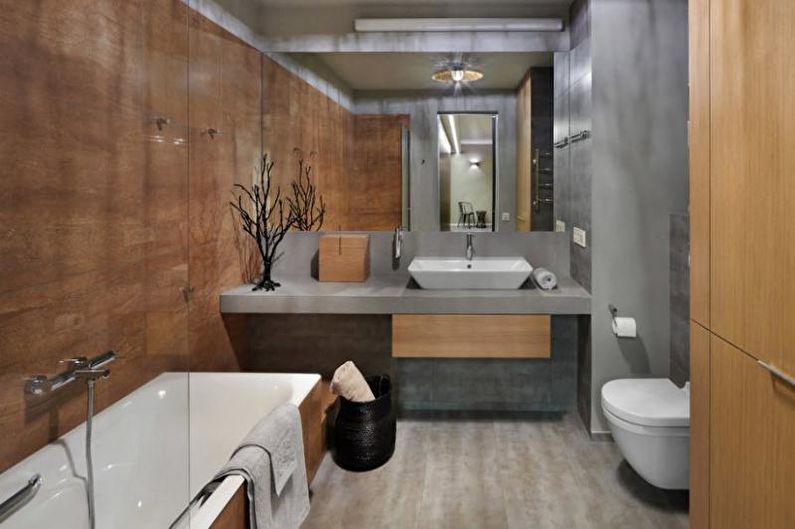 Kombinētās vannas istabas interjera dizains - foto
