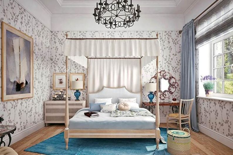 Reka bentuk dalaman bilik tidur gaya Mediterranean - foto