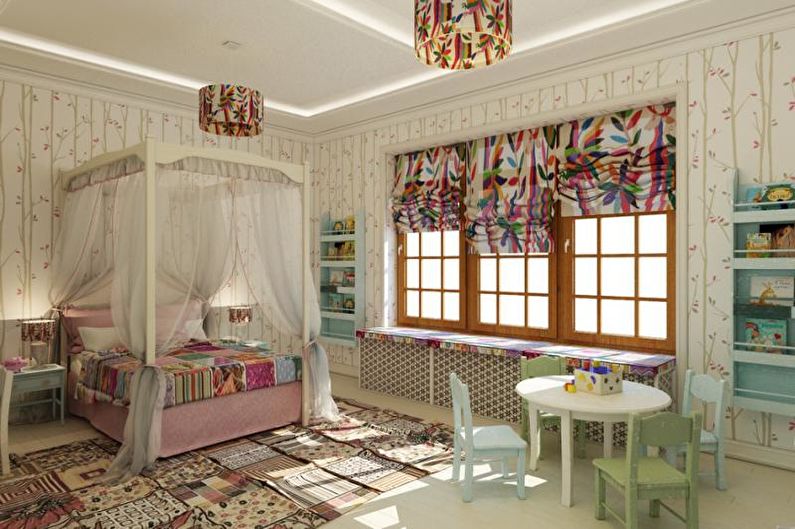 Viduržemio jūros stiliaus vaikų kambario interjero dizainas - nuotrauka