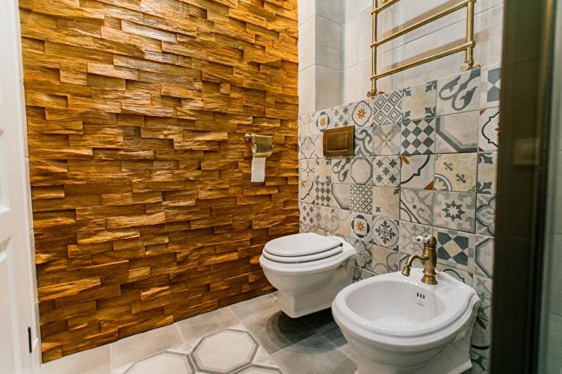 Reka bentuk dalaman bilik mandi gaya Mediterranean - foto