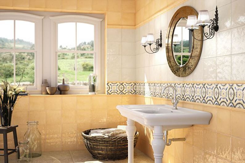 Ang disenyo ng interior ng banyo ng Mediterranean style - larawan