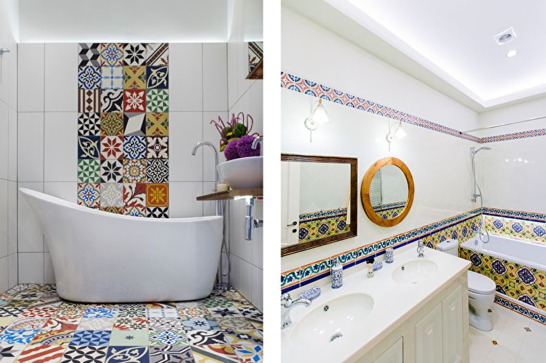 Vidusjūras stila vannas istabas interjera dizains - foto