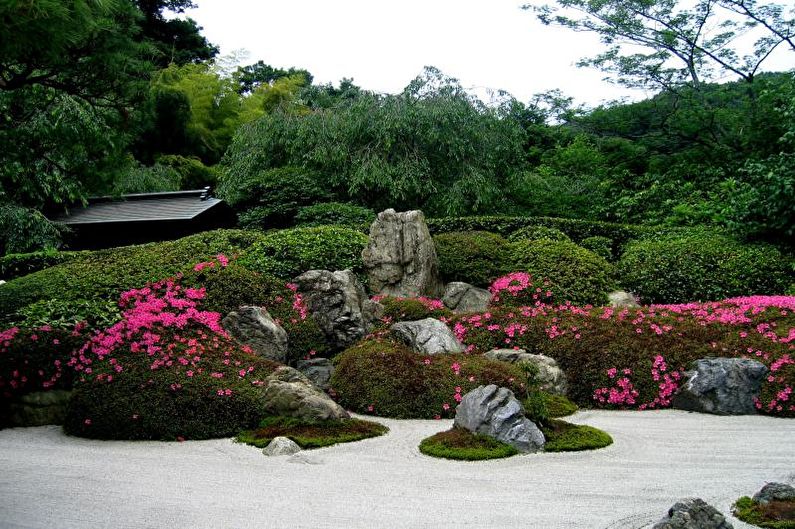 Kamienny ogród - kwietnik w domku, pomysły na projektowanie krajobrazu