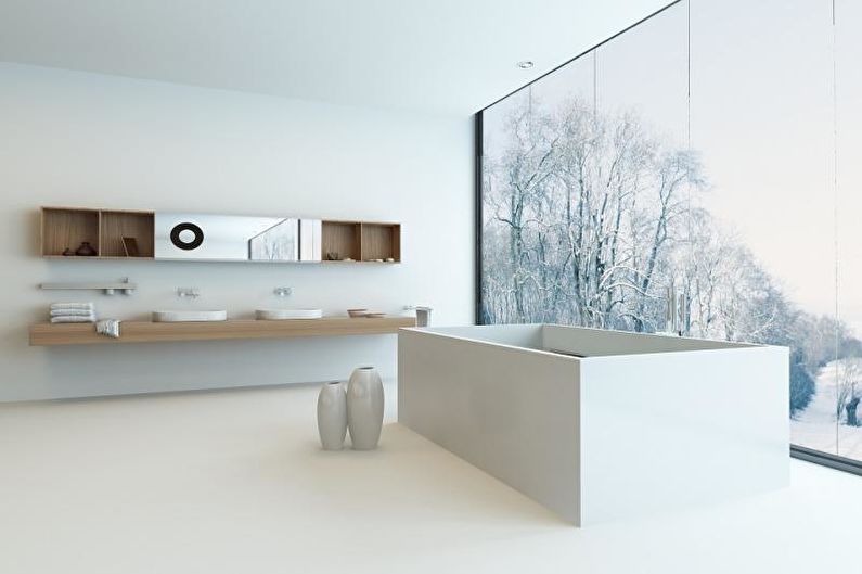 Salle de bain blanche de haute technologie - Design d'intérieur