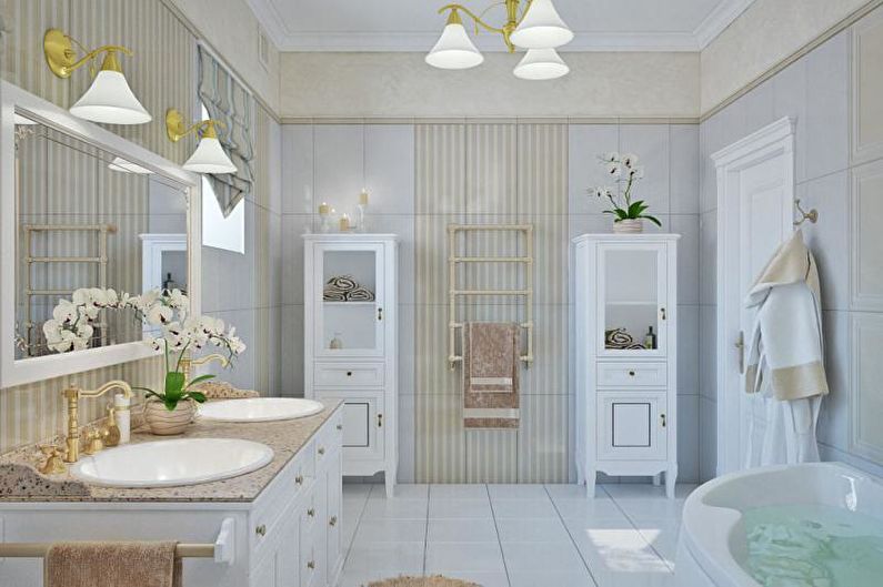 Salle de bain blanche de style provençal - Design d'intérieur