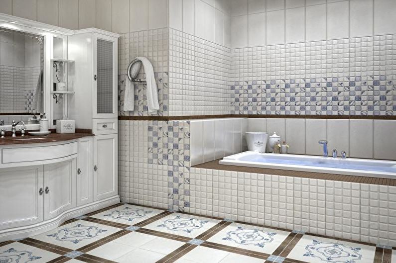 Design de salle de bain blanc - Fini à plancher