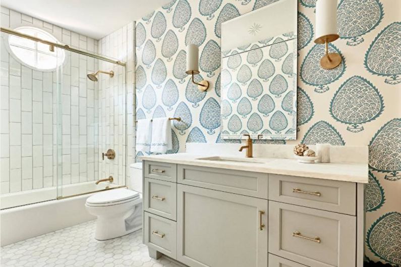 Design de salle de bain blanc - décoration murale