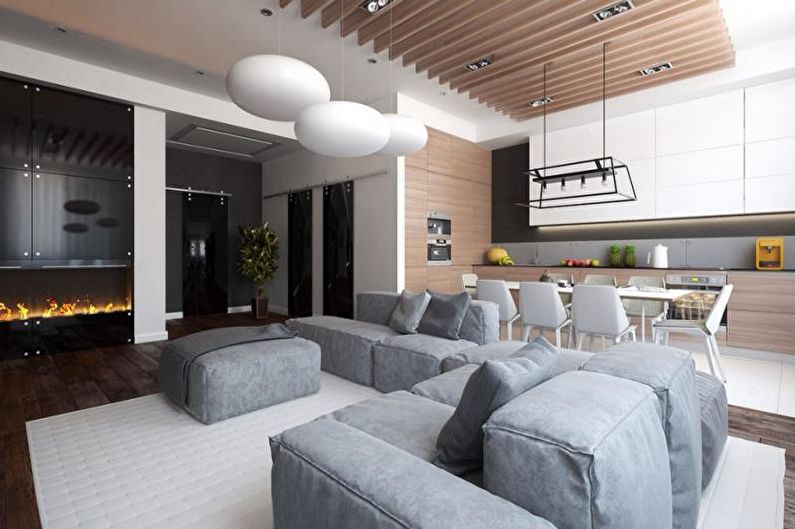 Dzīvojamā istaba - noformējiet dzīvokli modernā stilā