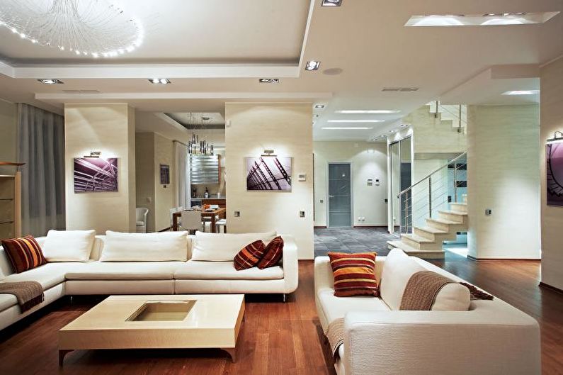 Dzīvojamā istaba - noformējiet dzīvokli modernā stilā