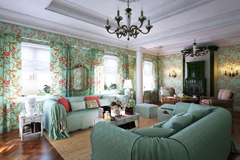 Sala de estar - design de apartamentos em estilo provençal