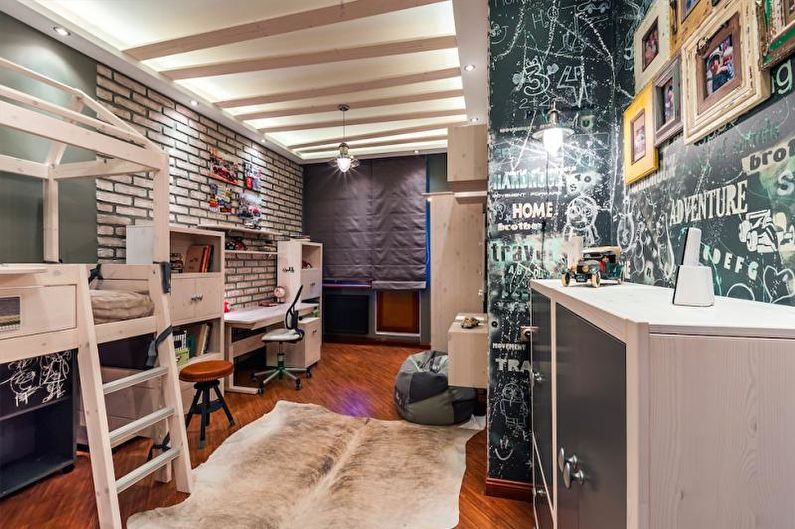 Cameră pentru adolescenți în stil Loft - design interior