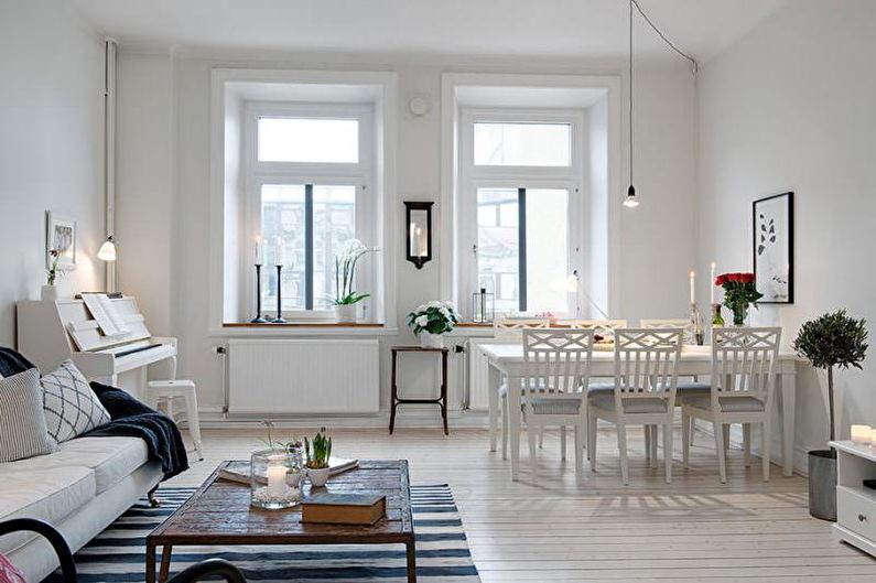 Sala de estar - design de apartamento em estilo escandinavo