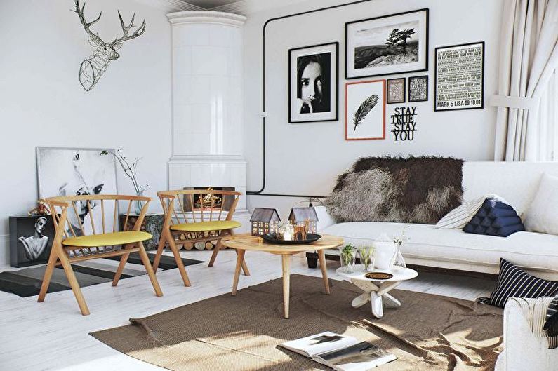 Wohnzimmer - Apartment-Design im skandinavischen Stil