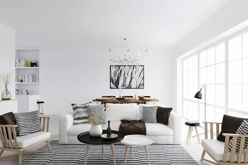 Living Room - disenyo ng istilo ng apartment na Scandinavian