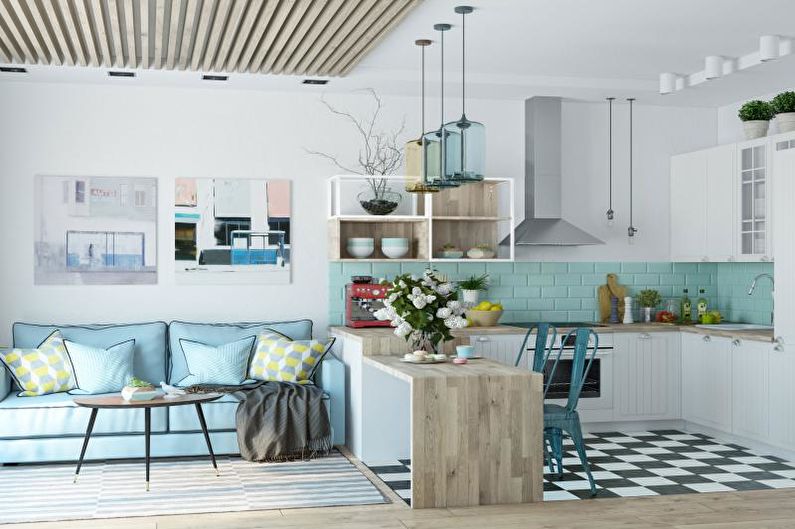 Virtuvė - skandinaviško stiliaus buto dizainas