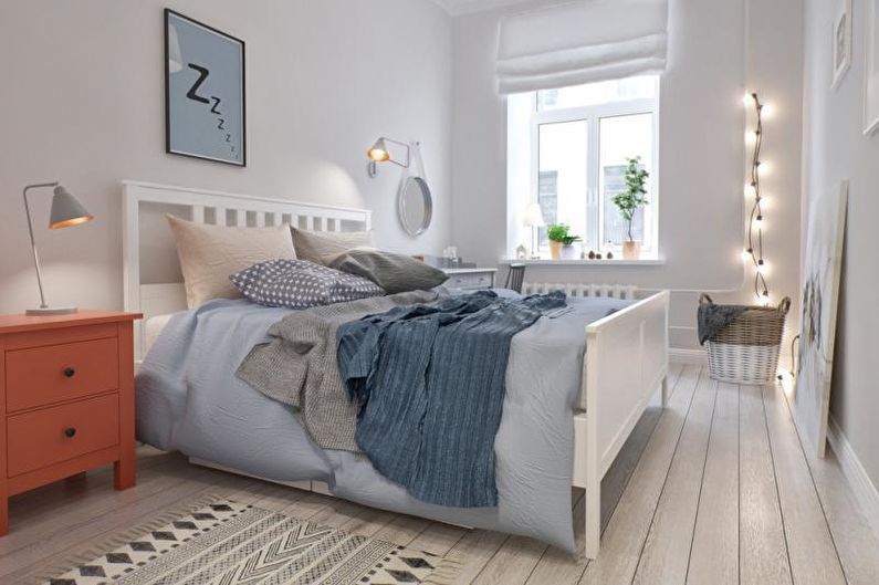 Spavaća soba - dizajn stana u skandinavskom stilu
