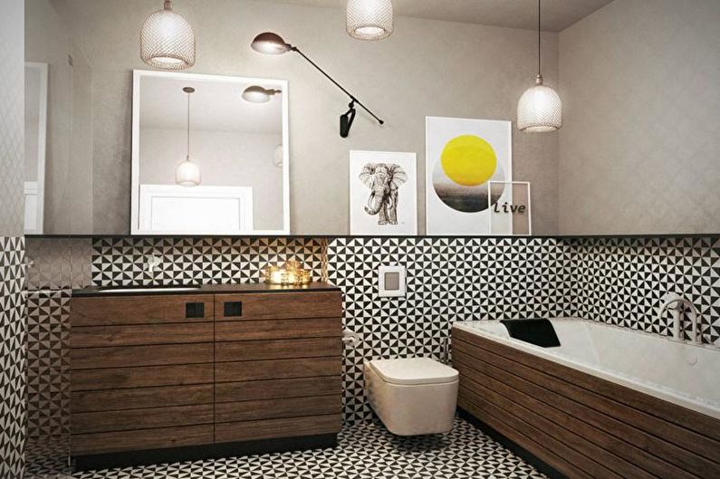 Vonios kambarys - skandinaviško stiliaus buto dizainas