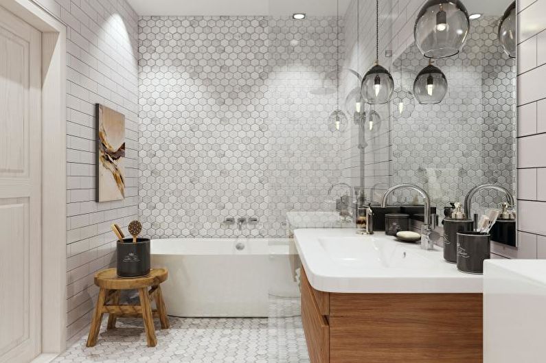 Fürdőszoba - skandináv stílusú apartman kialakítása