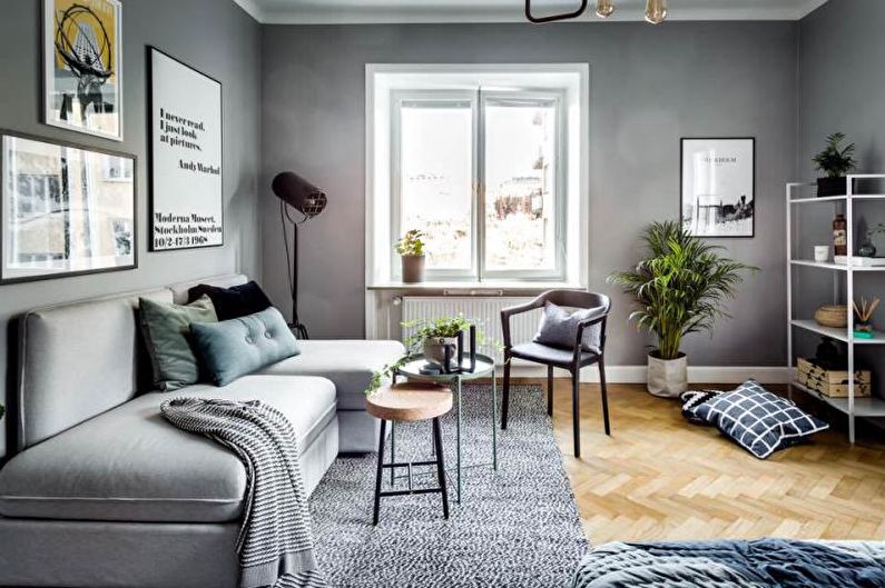 Skandināvu stila dzīvokļa interjera dizains - foto