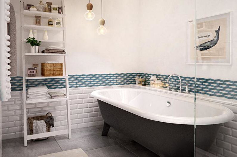 Plytų siena vonios kambario interjere - nuotrauka