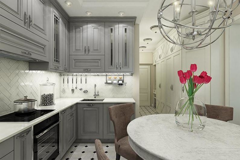 Cozinha cinza em estilo clássico - Design de Interiores
