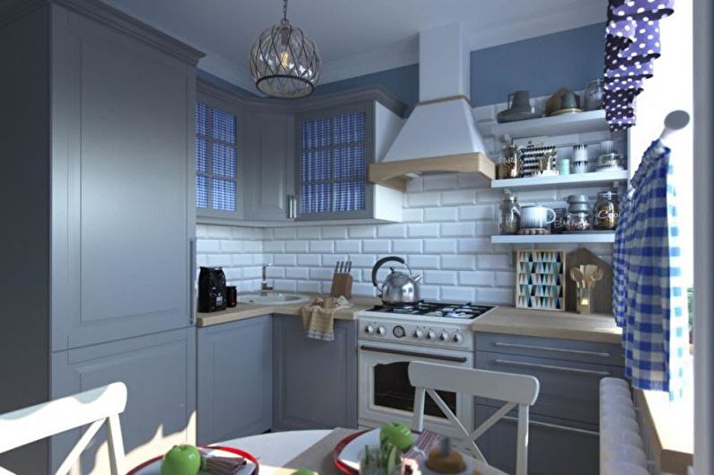Bucătărie gri în stil provencez - Design interior