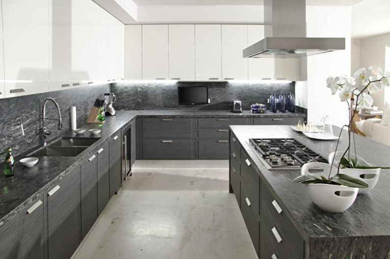 Design šedé kuchyně - textil a výzdoba