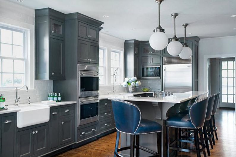 Design de interiores de cozinha em cinza - foto