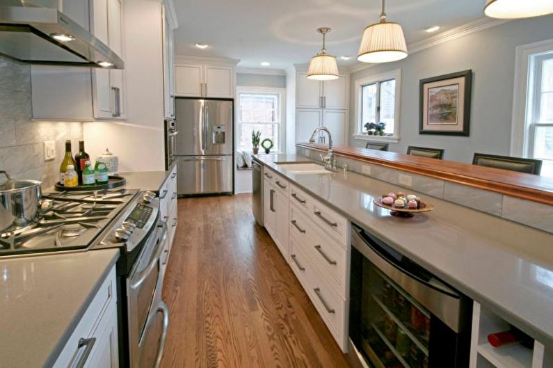 Virtuvės interjero dizainas pilkos spalvos - nuotrauka