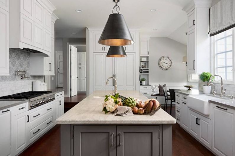 Návrh interiéru kuchyně v šedé barvě - foto