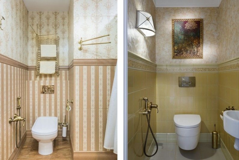 Malá toaleta v klasickém stylu - interiérový design