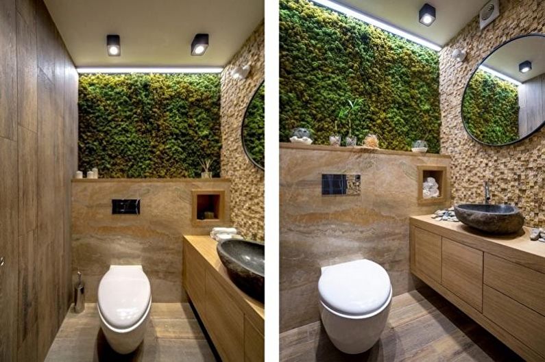 Maza tualete ekoloģiskā stilā - interjera dizains