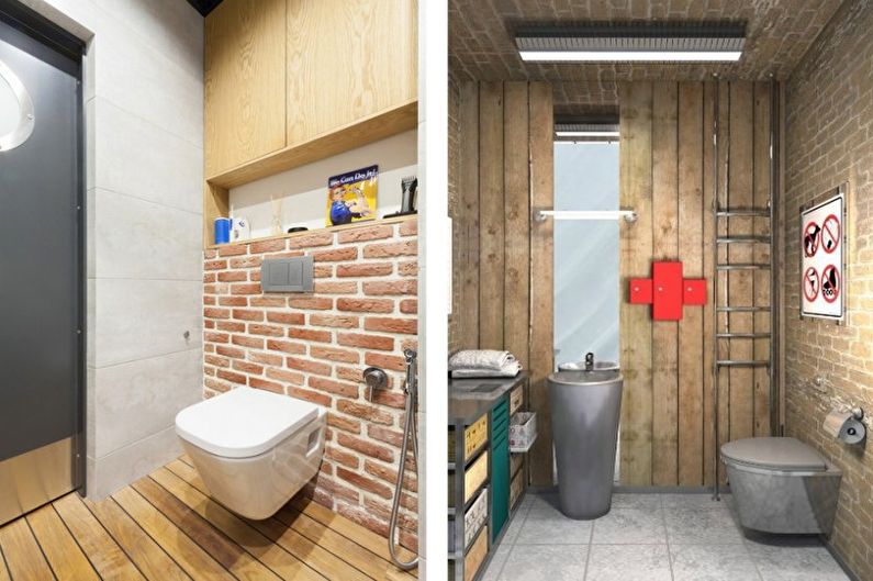 Malý podkrovní styl toalety - interiérový design