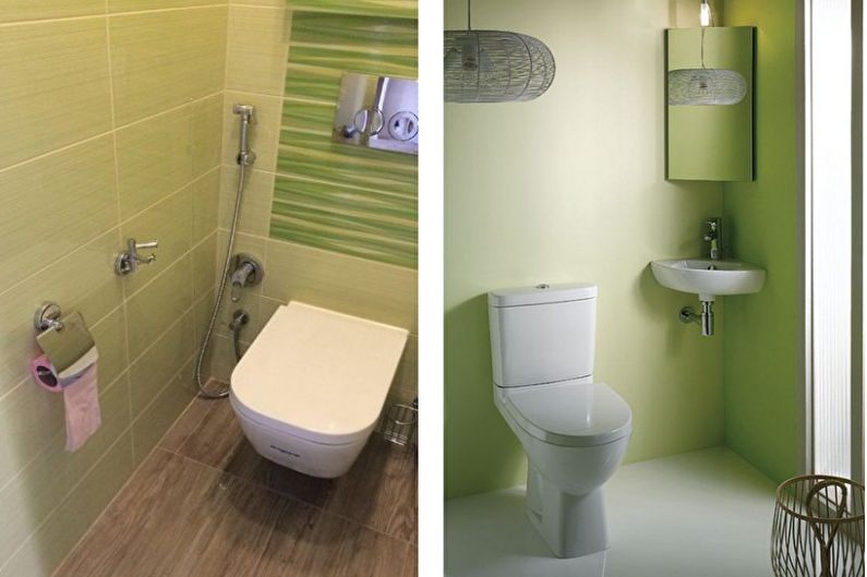 Grön liten toalett - inredning