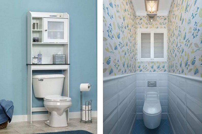 Mėlynas mažasis tualetas - interjero dizainas