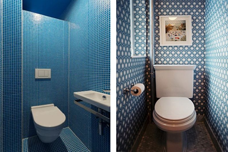 Zilais mazais tualete - interjera dizains