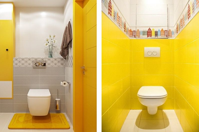 Жълта малка тоалетна - интериорен дизайн