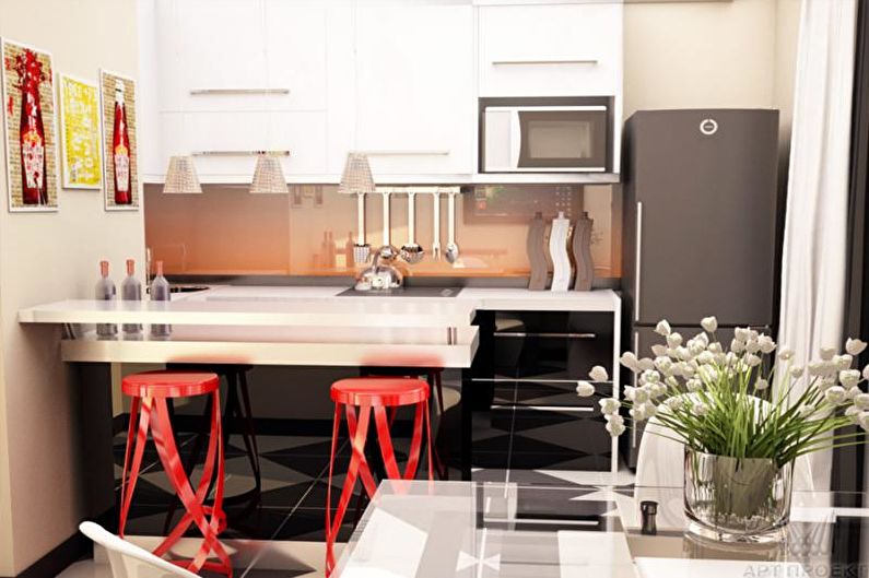 Virtuve - Divu istabu dzīvokļa dizains