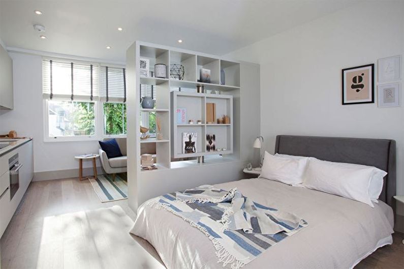 Мебели - зониране на стаята към спалнята и хола