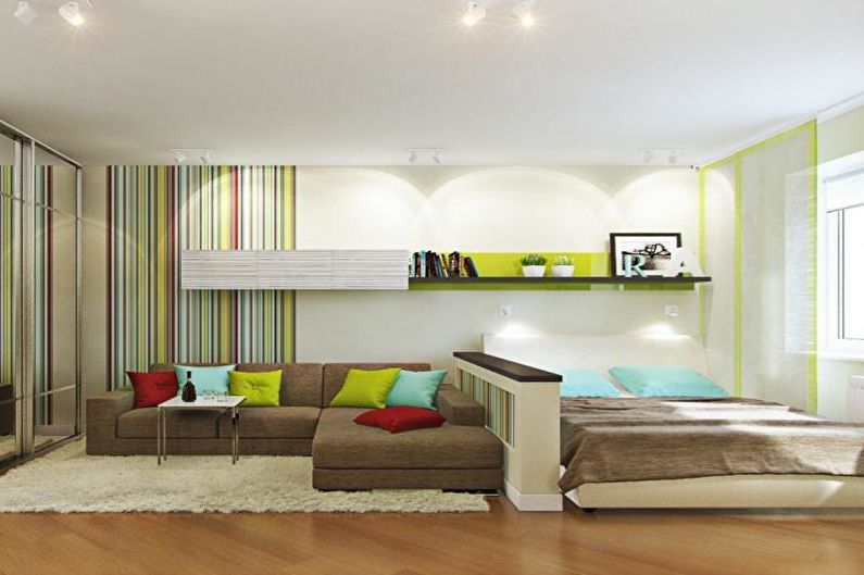 Nábytek - Územní členění místnosti do ložnice a obývacího pokoje