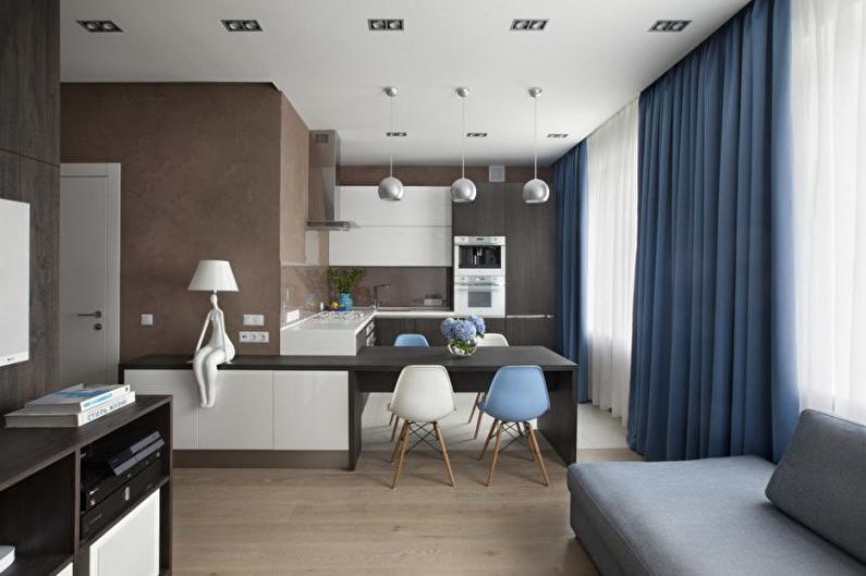 Kis méretű lakás a minimalizmus stílusában - belsőépítészet