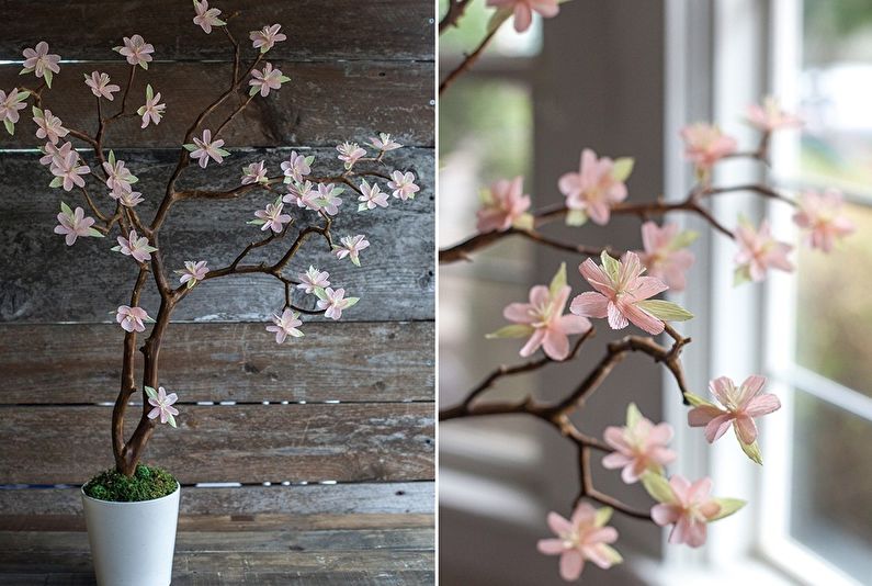 Flori de hârtie DIY - sucursala Sakura
