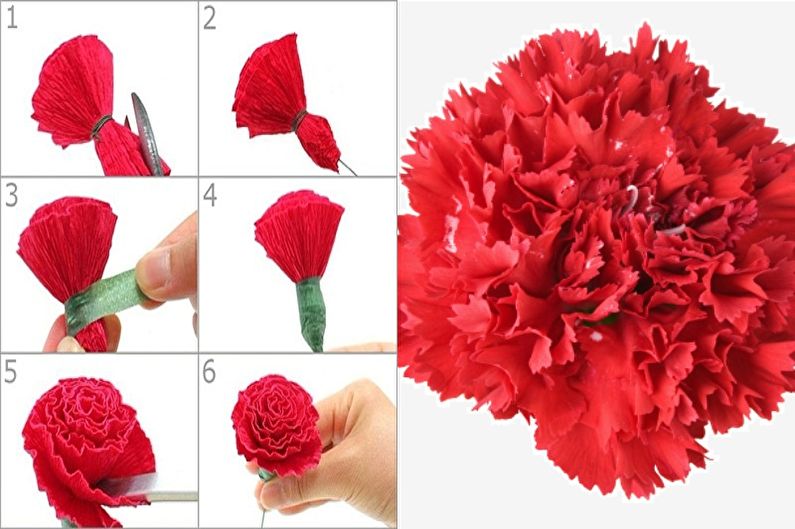 Карамфили - Направи си цветя от хартия