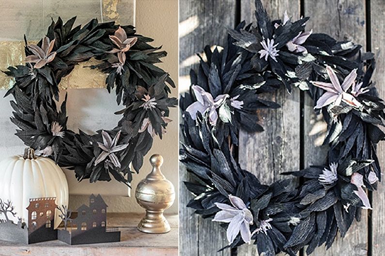 Mysterious Halloween Wreath - DIY Paper Flowers