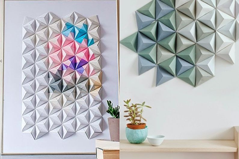 DIY papīra amatniecība - sienas piramīdas