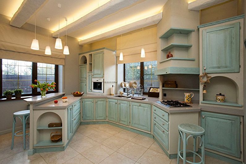 Virtuvės dizainas iš alyvuogių - grindų apdaila