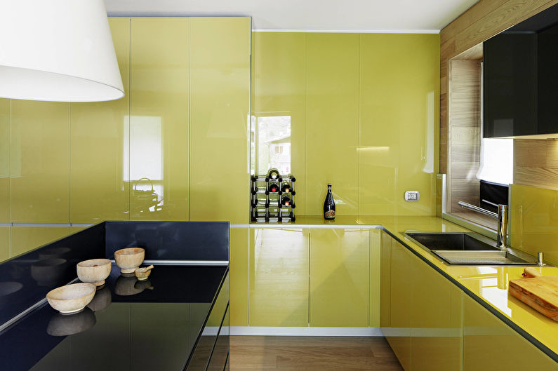 Dizajn interijera kuhinje u maslinovim tonovima - fotografija
