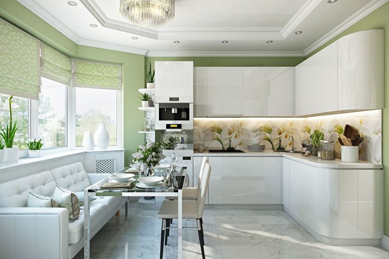 Design d'intérieur de cuisine dans les tons olive - photo