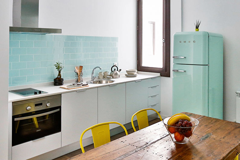 Cozinha escandinava turquesa - Design de interiores