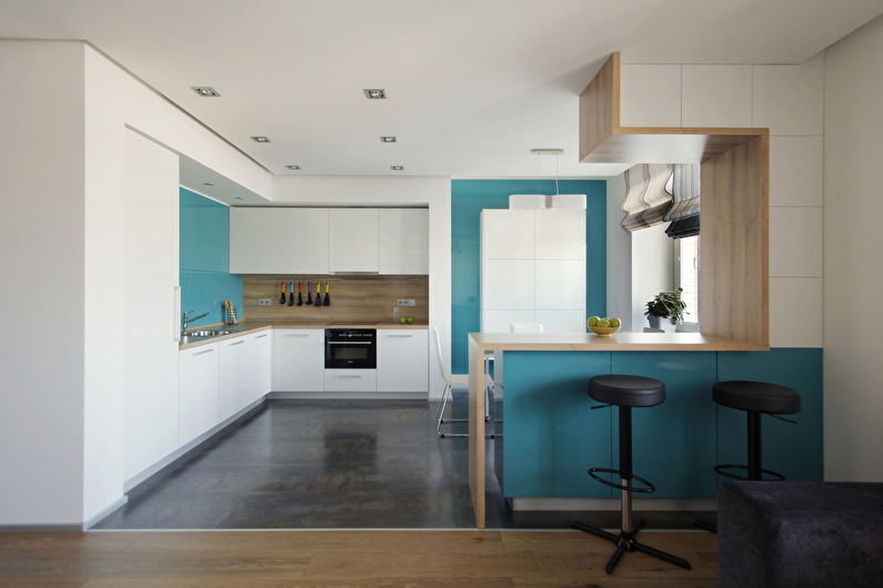 Dizajn interijera kuhinje u tirkiznim tonovima - fotografija
